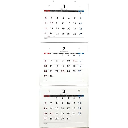 Amazon 3ヵ月カレンダー 22年1月始まり 組み替え式 壁掛けタイプ デザインa カレンダー 文房具 オフィス用品