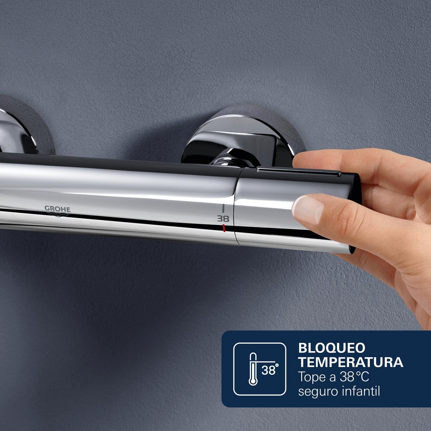 Grohe Vitalio Start System 210, Sistema de Ducha con Mezclador Termostático para Montaje Mural, Cromo, 27960001