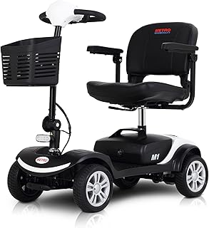 Folding Mobility Scooter for Seniors 4 Wheel Scooter for Adults Electric Medical Scooter Compact for Travel - Electric Powered Wheelchair Device - Compact Heavy Duty Mobile (Head Light-White)