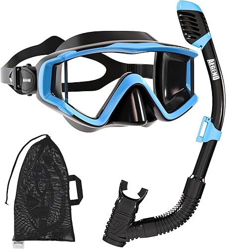 Miniatura 45 de Aegend - Equipo de esnórquel para adultos, jóvenes y niños, juego de esnórquel seco con vista panorámica, tecnología mejorada anti-fuga y anti-vaho,