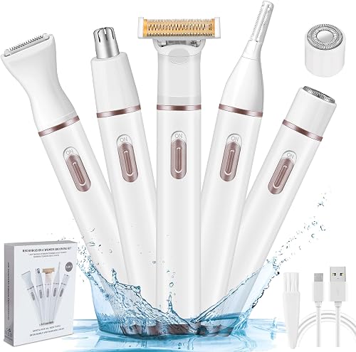 Hicdaw Electric Razors for Women - 5 in 1 Bikini Trimmer Pubic Hair Face Shaver 