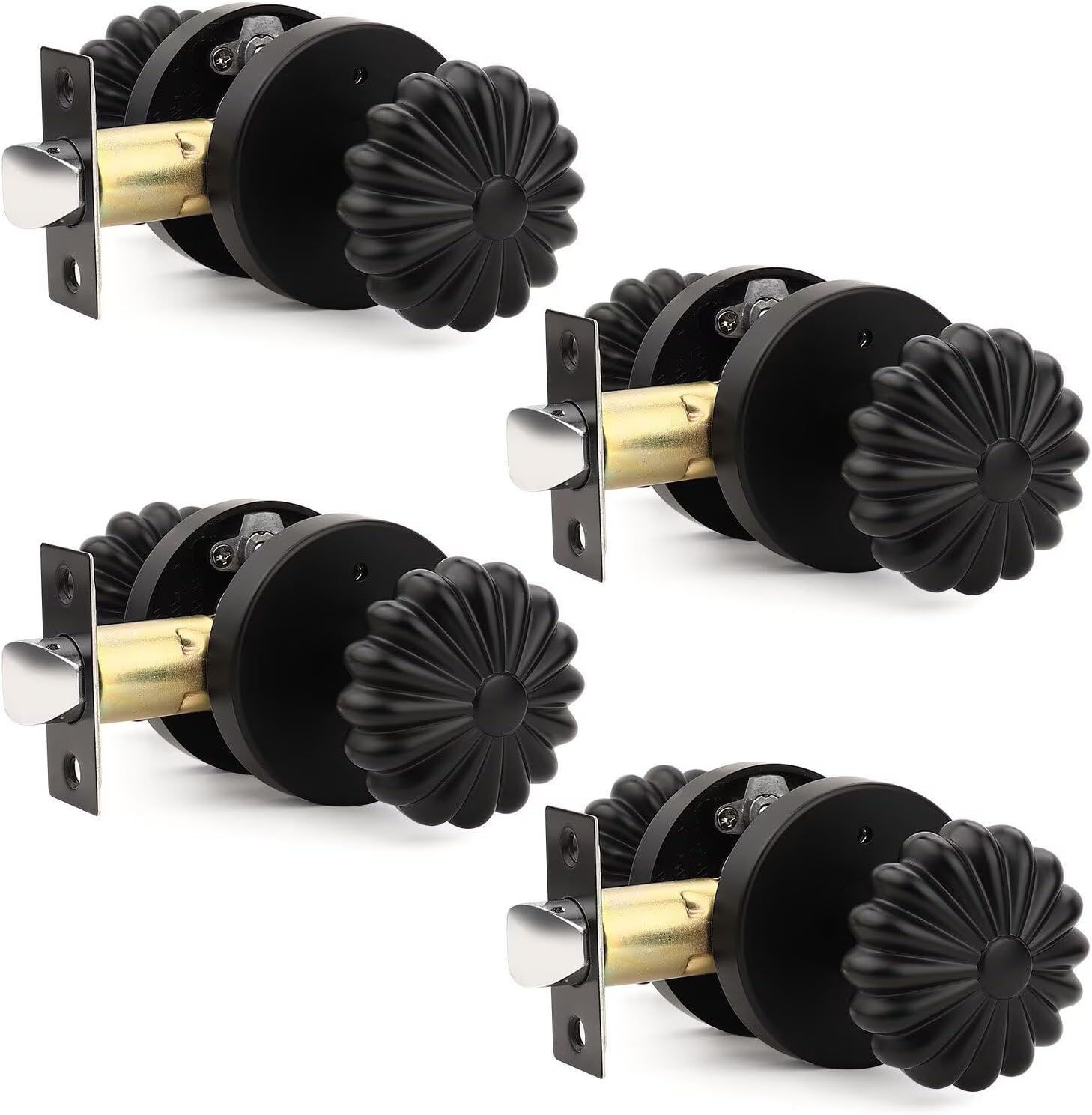 2 Pack Passage Door Knobs Antique Brass, Interior Doorknobs for Closet and Hall, Non Locking Vintage Aged Brass Aluminium Alloy Knob