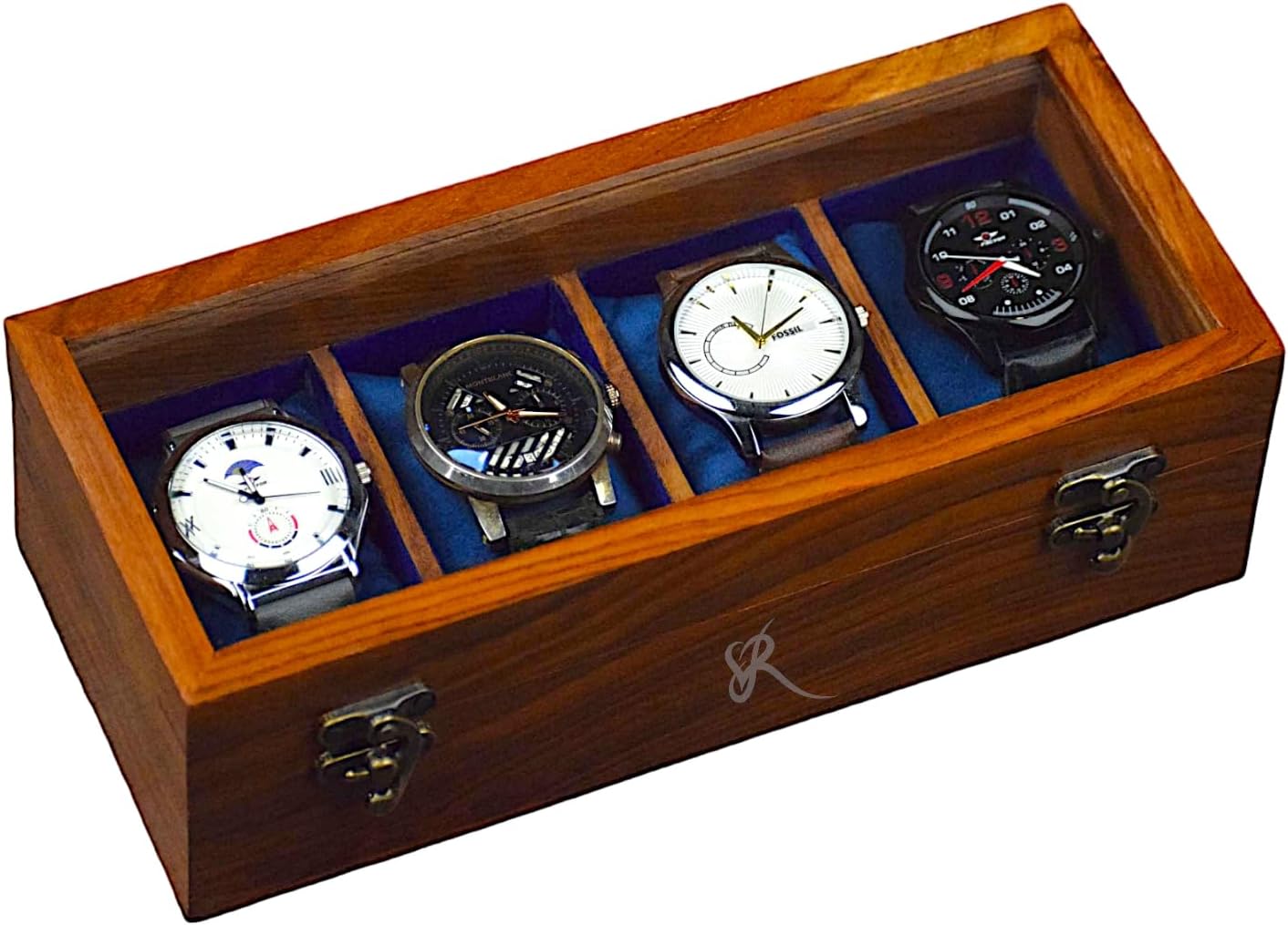 Royal Craft Expertise Handmade Superior Indian Rosewood Four slot Mens Watch Display Case Box for Men | Wooden Mens Watch Box | Handmade Cushions - Made for Special Peoples and Events |
