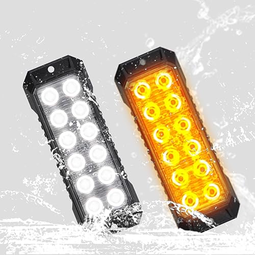 Miniatura 3 de ADAURIS 12 luces LED estroboscópicas para camiones, luces de emergencia para vehículos, luces intermitentes ámbar, para vehículos, 12 V -24 V, súper