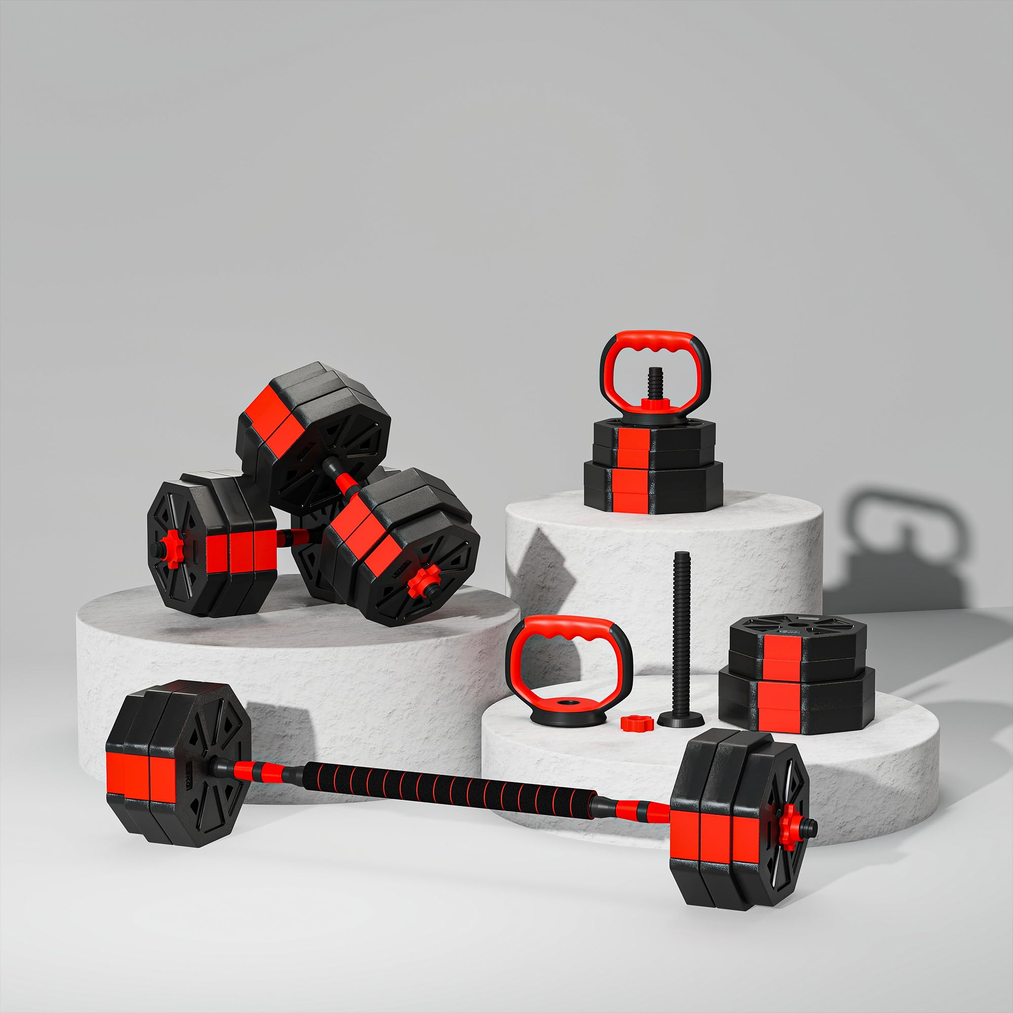 SPORTNOW 6-in-1 Hantelset Kurzhantel Set Kurzhanteln Langhanteln verstellbar 15/20/25/30 KG Hanteln Set Dumbbell mit Verbindungsrohr Sternverschlüsse Kurzhantelset für Krafttraining Zuhause