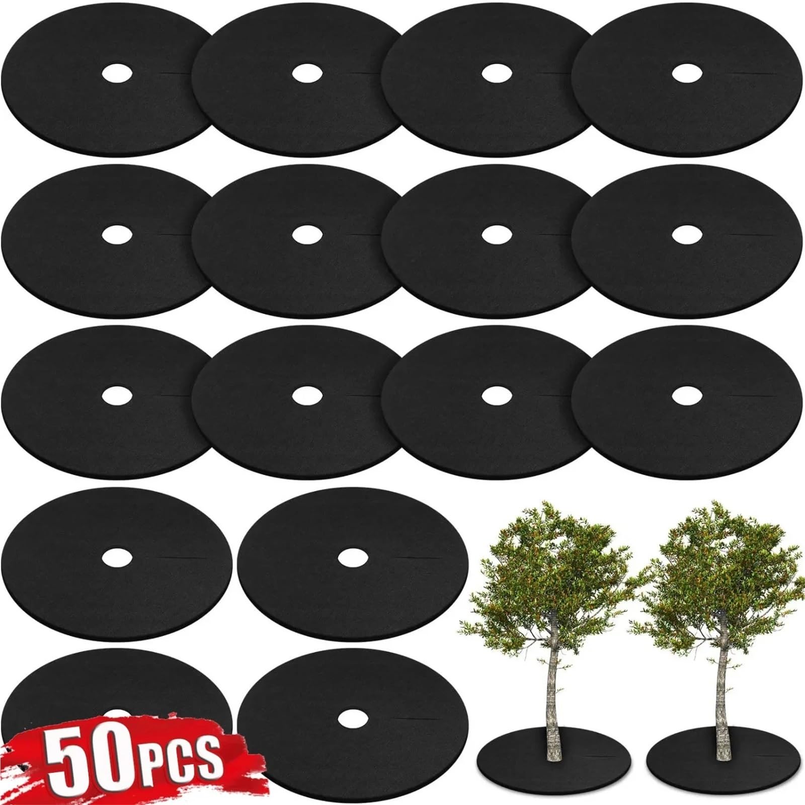 Telo Pacciamatura Anelli di Copertura for Alberi in Tessuto Non, Tappetino Rotondo for barriera Contro Le Erbacce | Tappetino for piante in tessuto barriera contro le erbacce e panno in feltro antierba for attrezzi da giardino(32CM,20pcs)