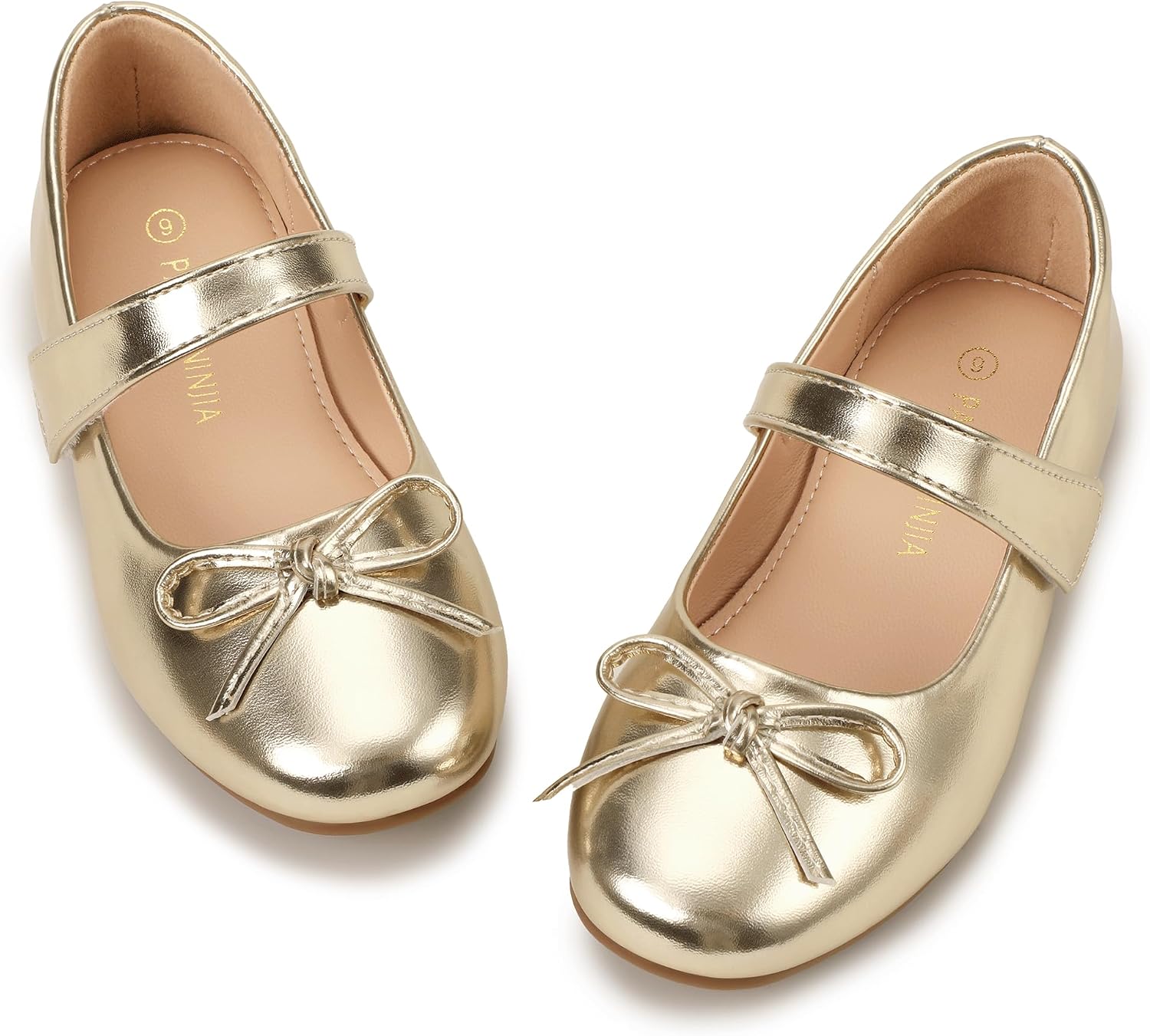 PANDANINJIA Girls Dress Shoes Bows Mary Jane Shoes Ballet Flats for Kids