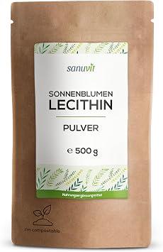 Sunflower Lecithin Powder 500g Pure Lecithin High Bioavailability Powder for Cooking & Baking Vegan