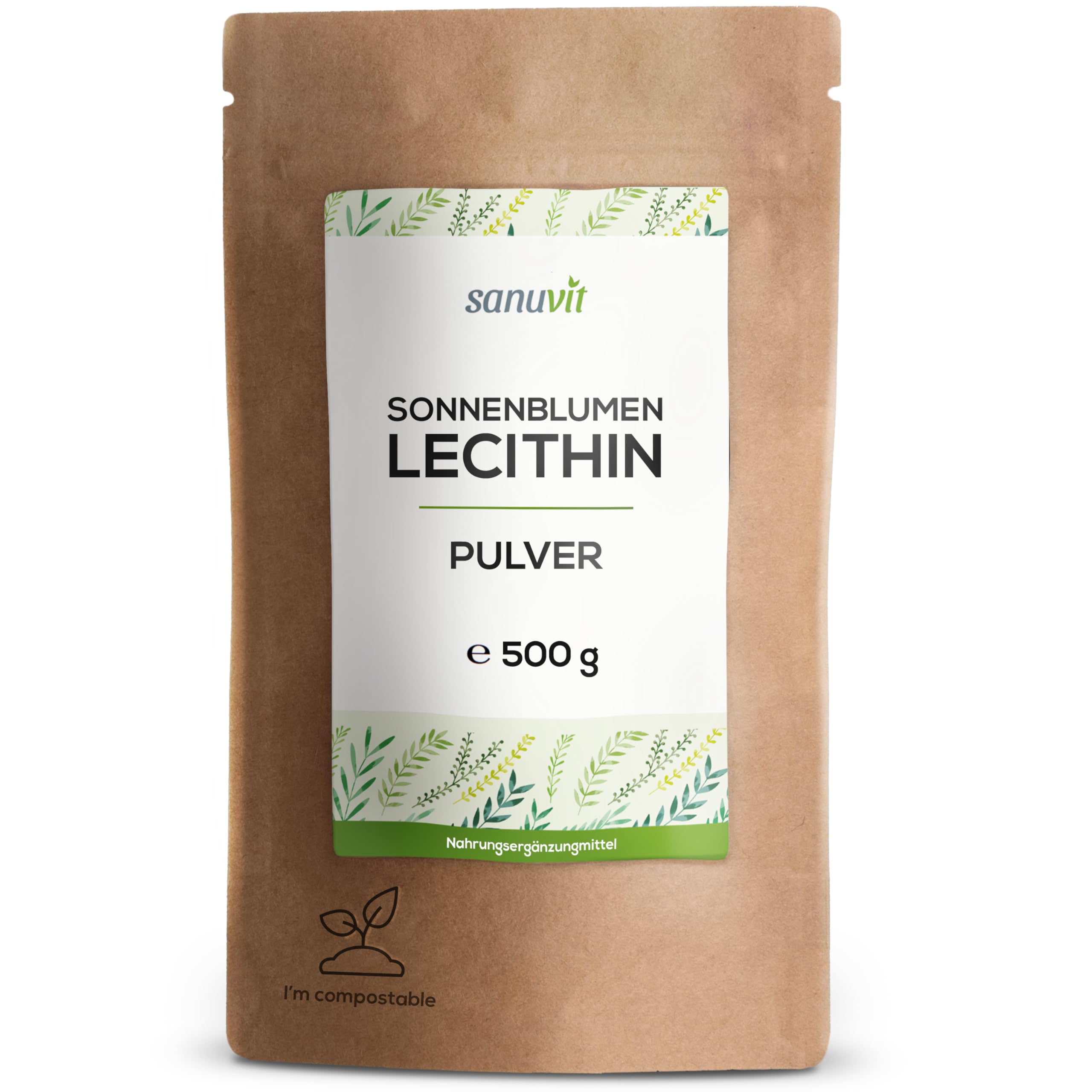 Sonnenblumen-Lecithin Pulver 500 g | Reinlecithin | Hohe Bioverfügbarkeit | Pulver zum Kochen & Backen | vegan