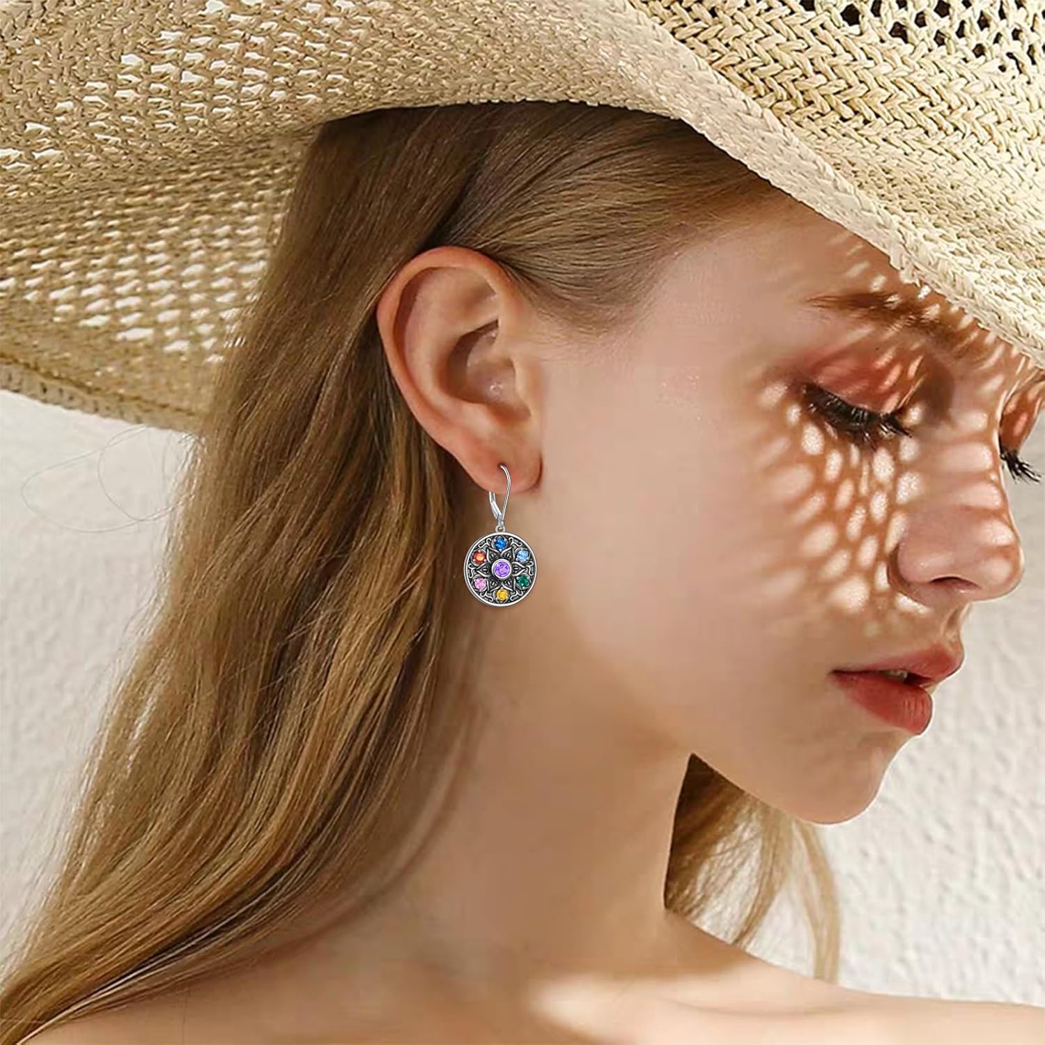 925 Sterling Silver Lotus Chakra Earrings Mandala Dangle Drop Earrings for Women Flower Yoga Jewelry Spiritual Gifts - Image 5