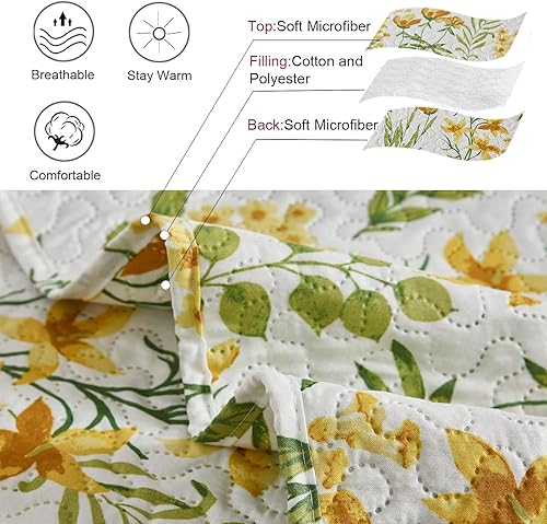 Miniatura 4 de Ycosy Juego de edredón floral morado, tamaño matrimonialqueen, reversible, colcha de campo ligera, juego de ropa de cama con estampado de tulipanes