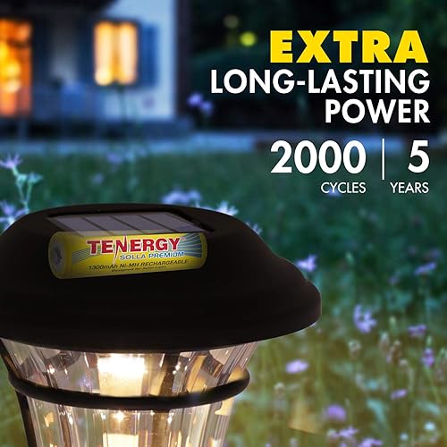 Miniatura 4 de Tenergy Solla - Batería recargable NiMH AA de alta calidad baterías solares de 1300 mAh para luces solares de jardín antifugas durabilidad al aire