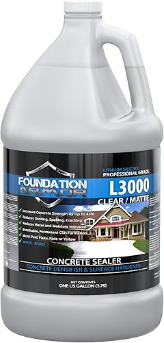Foundation Armor Densificador, endurecedor y sellador de silicato de litio a base de agua L3000 de 1 galón para hormigón y mampostería