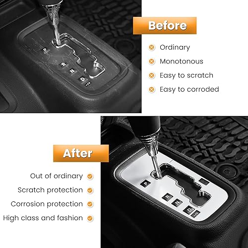 Vista 53 de Cubierta interior, engranaje marco de terminación de aluminio, accesorios para Jeep Wrangler 2011 2012 2013 2014 2015 2016 2017 E-cowlboy, Rojo