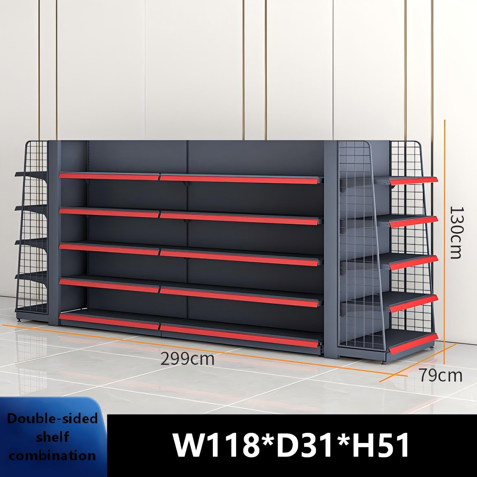 Verstellbares, doppelseitiges Verkaufsregal, anpassbare Kombination, 2 Farben (schwarz), perfekt für Geschäfte, B 118 x T 31 x H 51 cm, maximieren Sie Ihren Einzelhandel