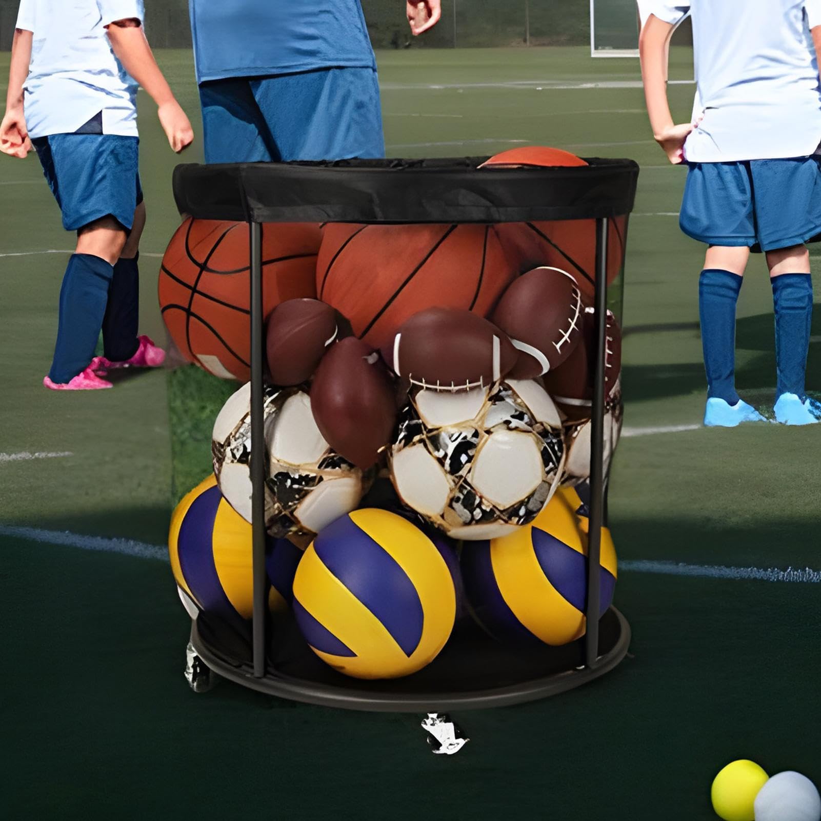 Generisch Outdoor Ball Storage | Ballkorb - Großraum Organizer Box Korb Netz Für Sportartikel Schwimmbad Terrasse Garten Draußen | Ohne Eisenrahmen