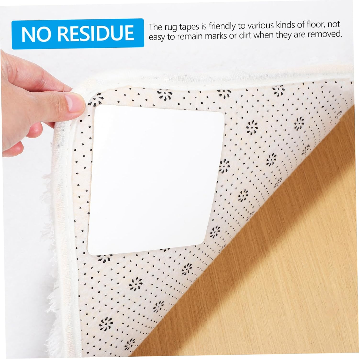 16pcs Non-Slip Carpet Grippers Rug Tapes Anti-Skid Pads for Hardwood Floors Washable and Reusable Carpet Fixing Stickers for Secure Floor Protection