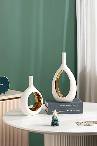Miniatura 2 de Jarrones modernos para decoración jarrones decorativos para el hogar para flores jarrón de oro blanco para decoración de estantes decoración de mesa