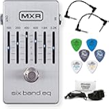 Briskdrop MXR M109S Six Band EQ Guitar Effects Pedal Bundle with 2 Patch Cables, 6 Dunlop Picks, and Power Supply (M109S-Bundle)
