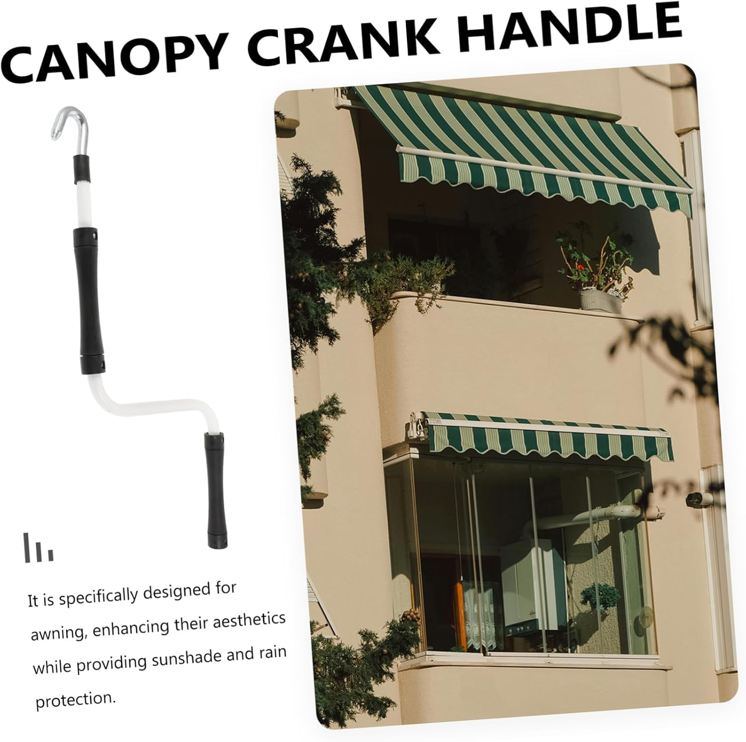 Garneck Awning Crank Handle Durable Gear for Manual Operation Compatible with Awnings Easy to Store for Outdoor Canopies and Sun Protection