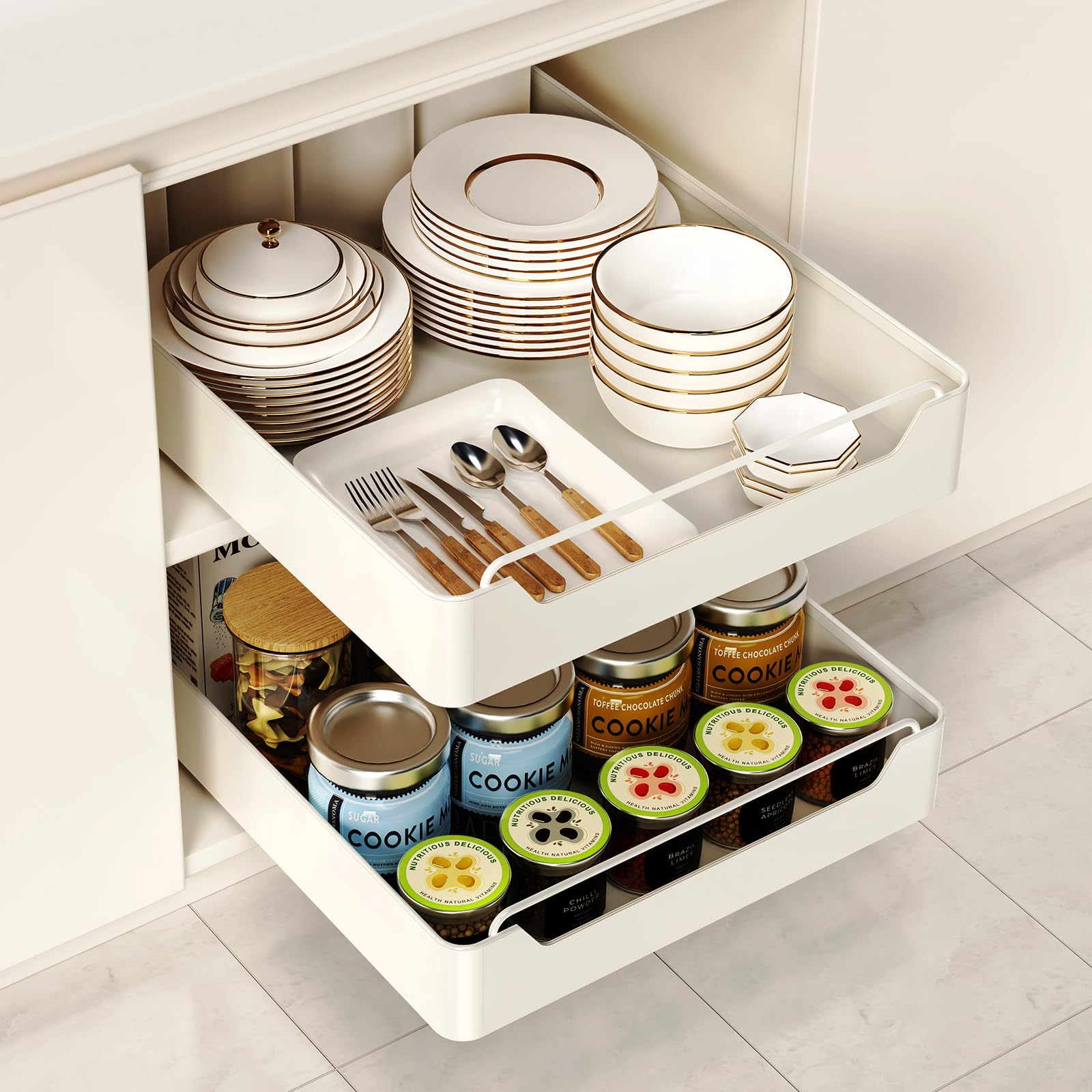 Amazon.com: [2 Pack] Pull Out Cabinet Organizer Fixed With Adhesive ...