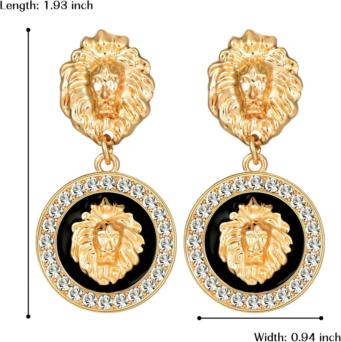 Statement Lion Drop Earrings Gold-Plated Rhinestone Lion Head Dangle Earring Hip Hop Party Nightclub Cocktail Jewelry - Image 5