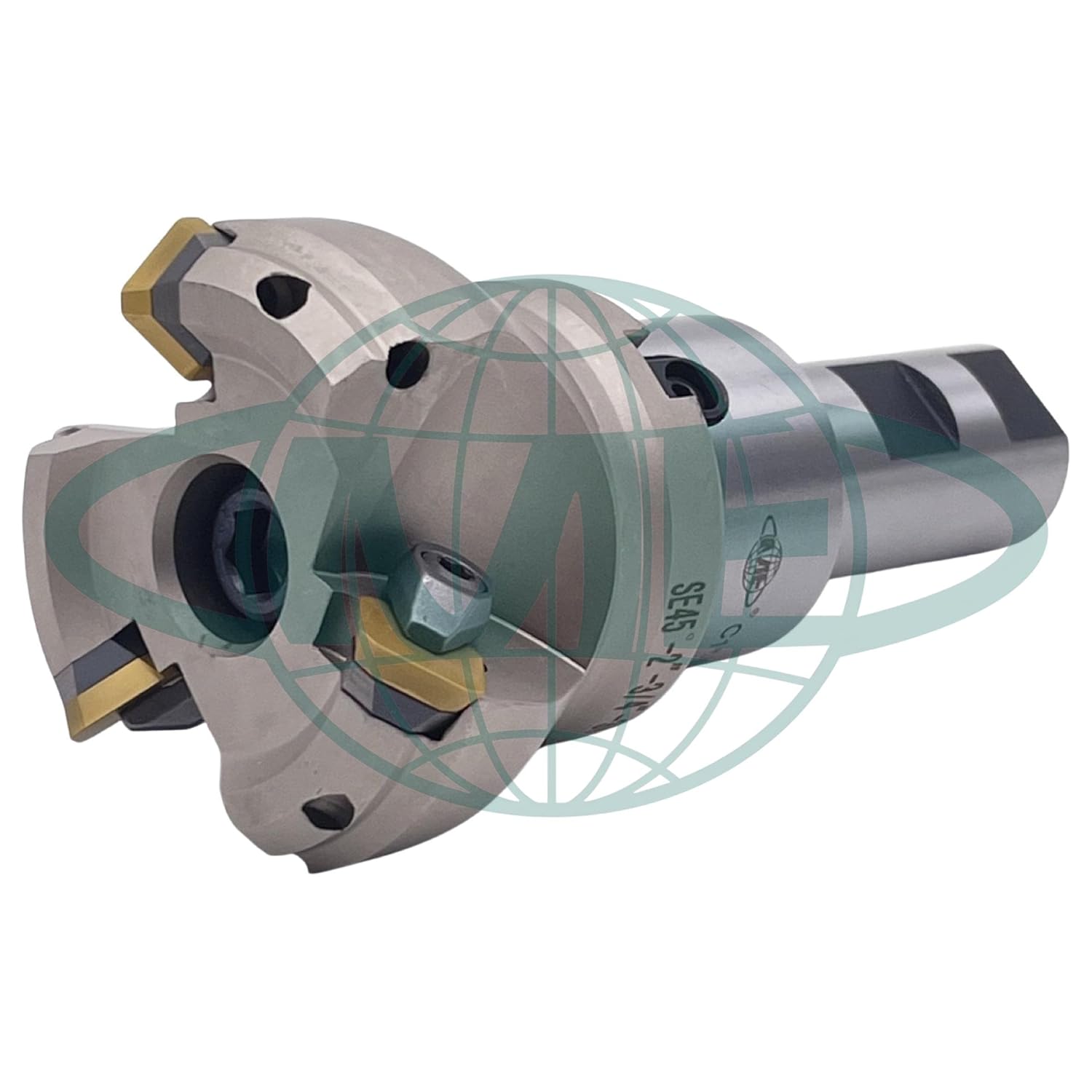 CME 2" 45° Indexable Face Mill w/ 1" Weldon Shank Arbor, SEAN42 Inserts Included, 3 Flutes