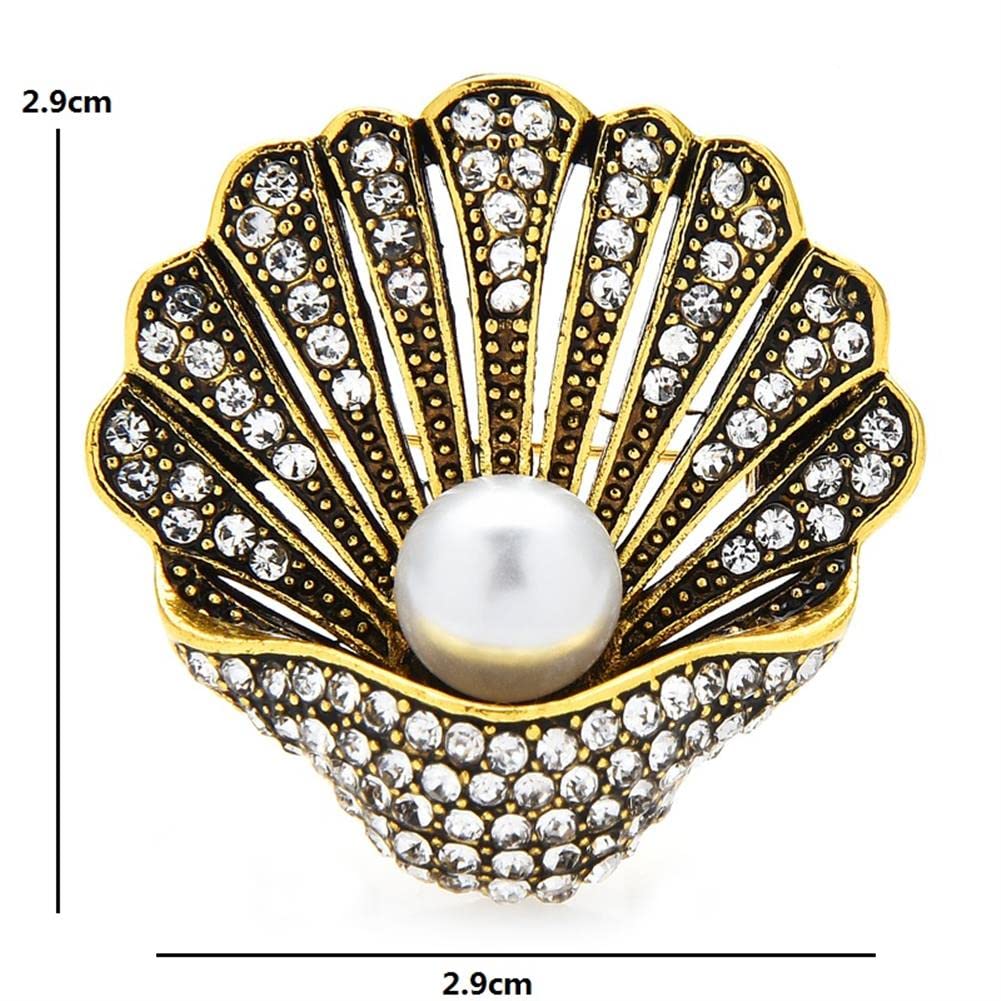Broschennadel, Anstecknadel for Rucksäcke, Damen, Sammlung und Präsentation, Anstecknadeln, Broschen und Anstecknadeln, Vintage-Strass-Muschel, Damen, Unisex-Design, lässige Büronadeln, Abzeichen