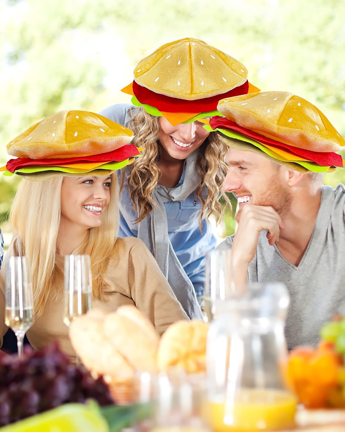 Wittocs Funny Hamburger Hat Adult Cheeseburger Headwear Fun Fast Food Party Costume Supplies Halloween Crazy Role Play Hat Dress Up Hats for Adult Teens