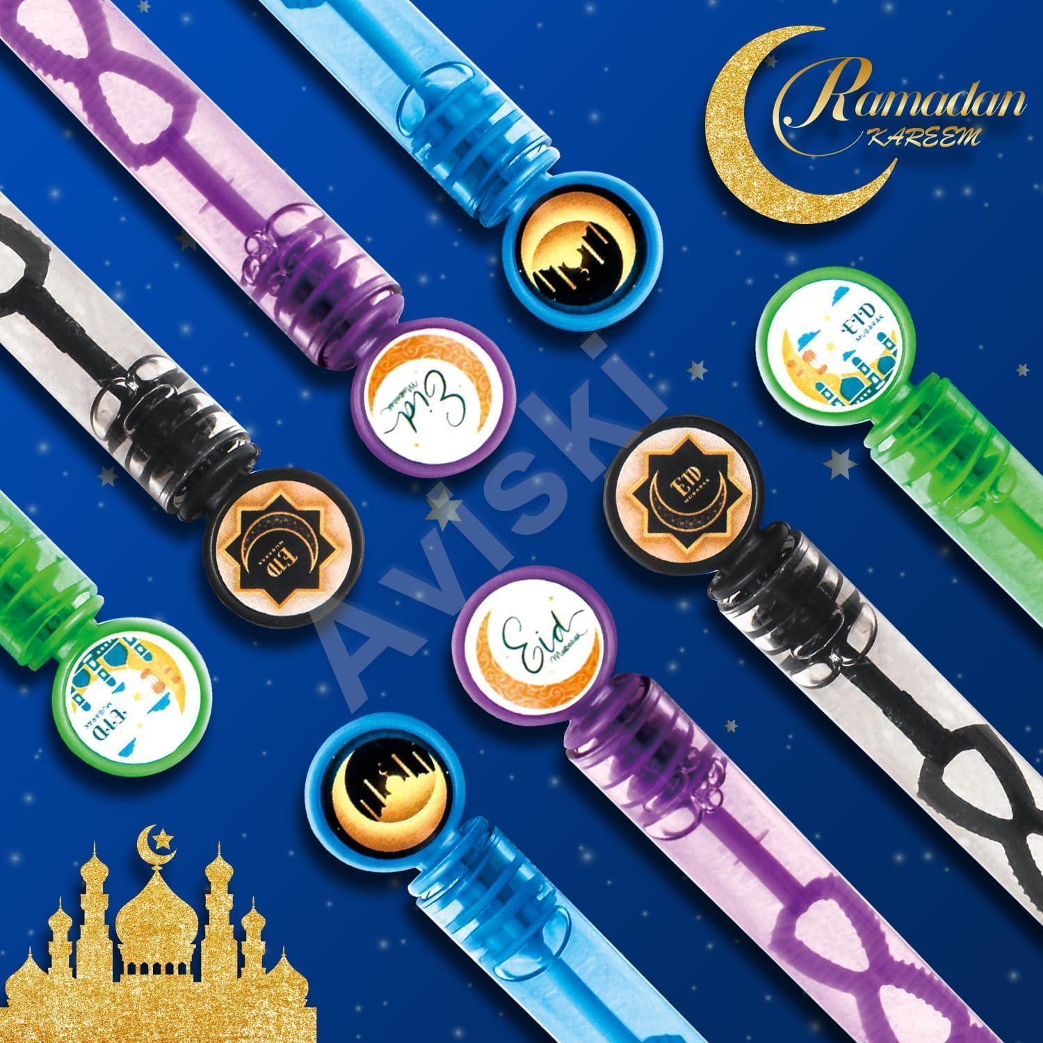 20Pcs Eid/Ramadan Mubarak Bubble Wands, Mini Bubble Wands for Eid Party Favors, Islamic Gift Toys for Girls Boys Kids Toddler Adults, Party Bag Stuffers Goodie Bag Filler, Classroom Prizes - Image 4