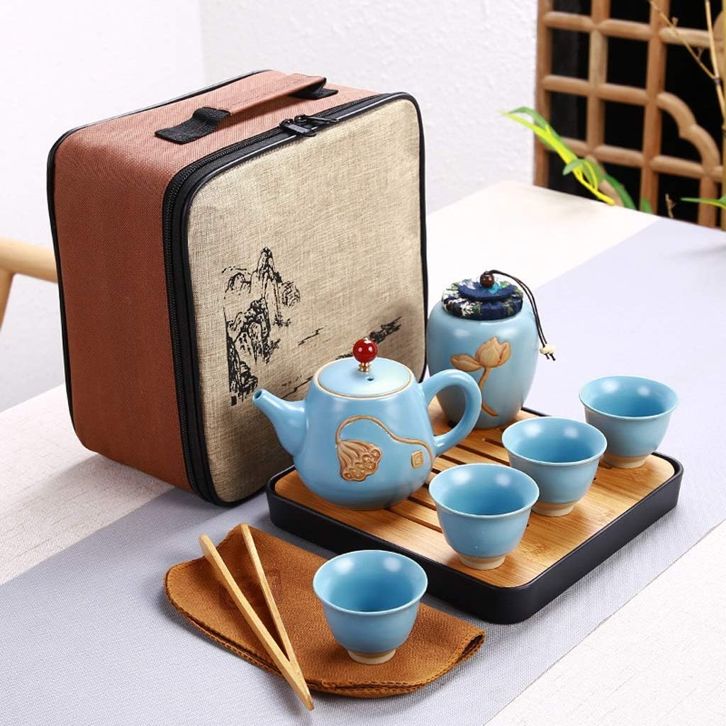 Ceramic Teapot Pot Four Cup Outdoor Travel Kung Fu Tote Bag Set Tcup Tea Chinese Wine