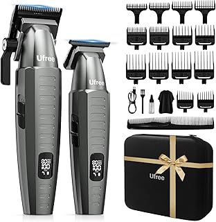 Ufree Professional Hair Clippers for Men with Bag, Mens Clippers and Trimmers Set, Barber Clippers Set, Electric Beard Trimmer, Gifts for Men, Gray