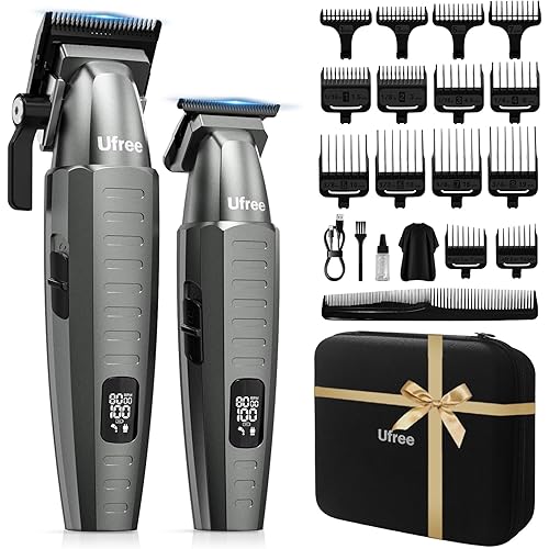 Ufree Professional Hair Clippers for Men with Bag, Mens Clippers and Trimmers Set, Barber Clippers Set, Electric Beard Trimmer, Gifts for Men, Gray