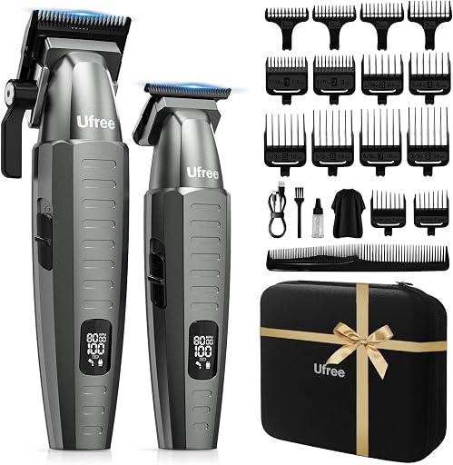 Ufree Professional Clippers and Trimmers Set, Cordless Hair Clippers for Men, Barber Clippers Set with Travel Case