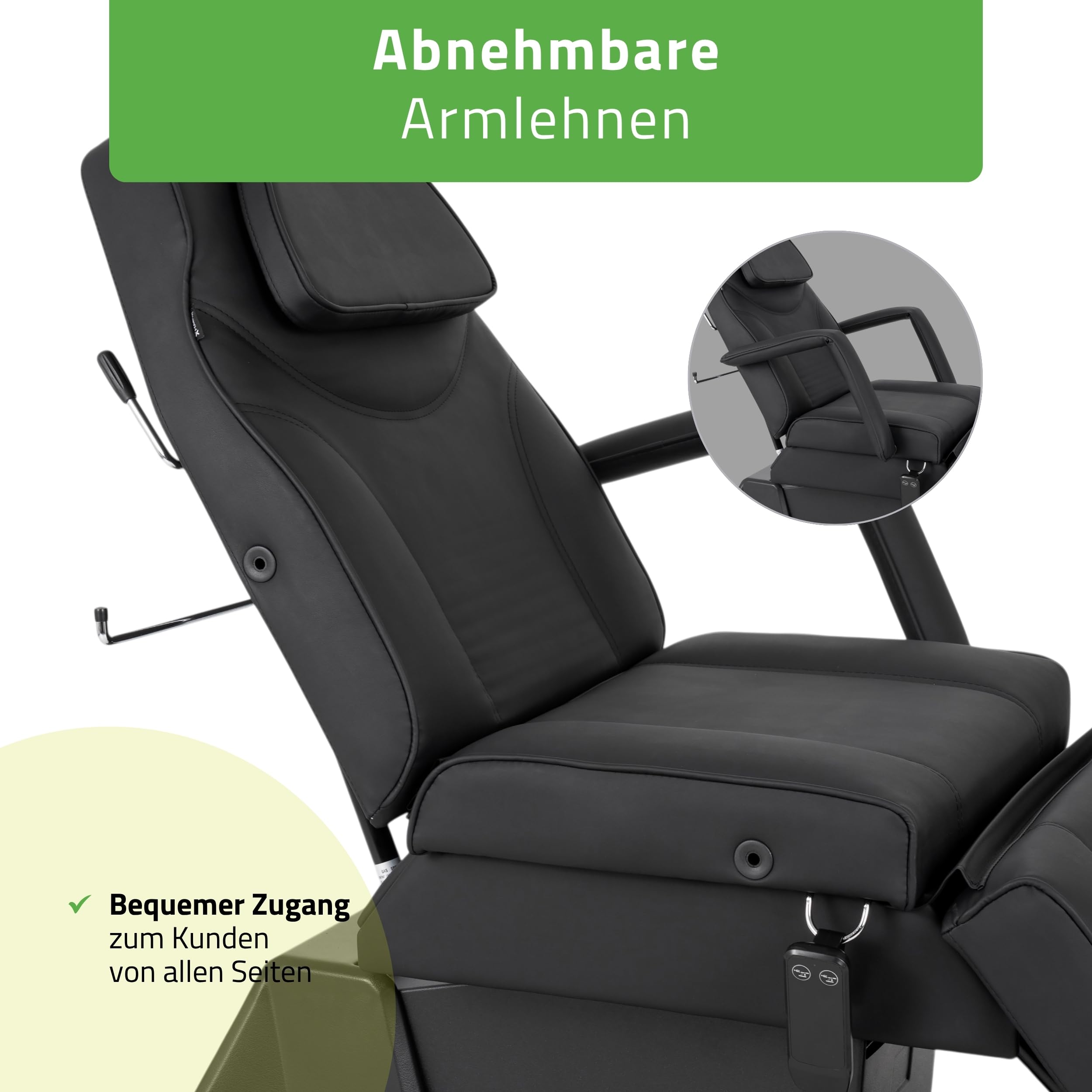 HABYS Laris Elektrische Kosmetikliege | Höhenverstellbarer Kosmetikstuhl mit Verstellbarer Rückenlehne & Fußstütze | Beautyliege für Kosmetik, Fußpflege, Massage & Tattoo | 180 kg