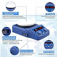 Vista 2 de FOUR E'S SCIENTIFIC Placa caliente con agitador magnético de 5 pulgadas, temperatura máxima 280℃/536°F Capacidad máxima de agitación 5L
