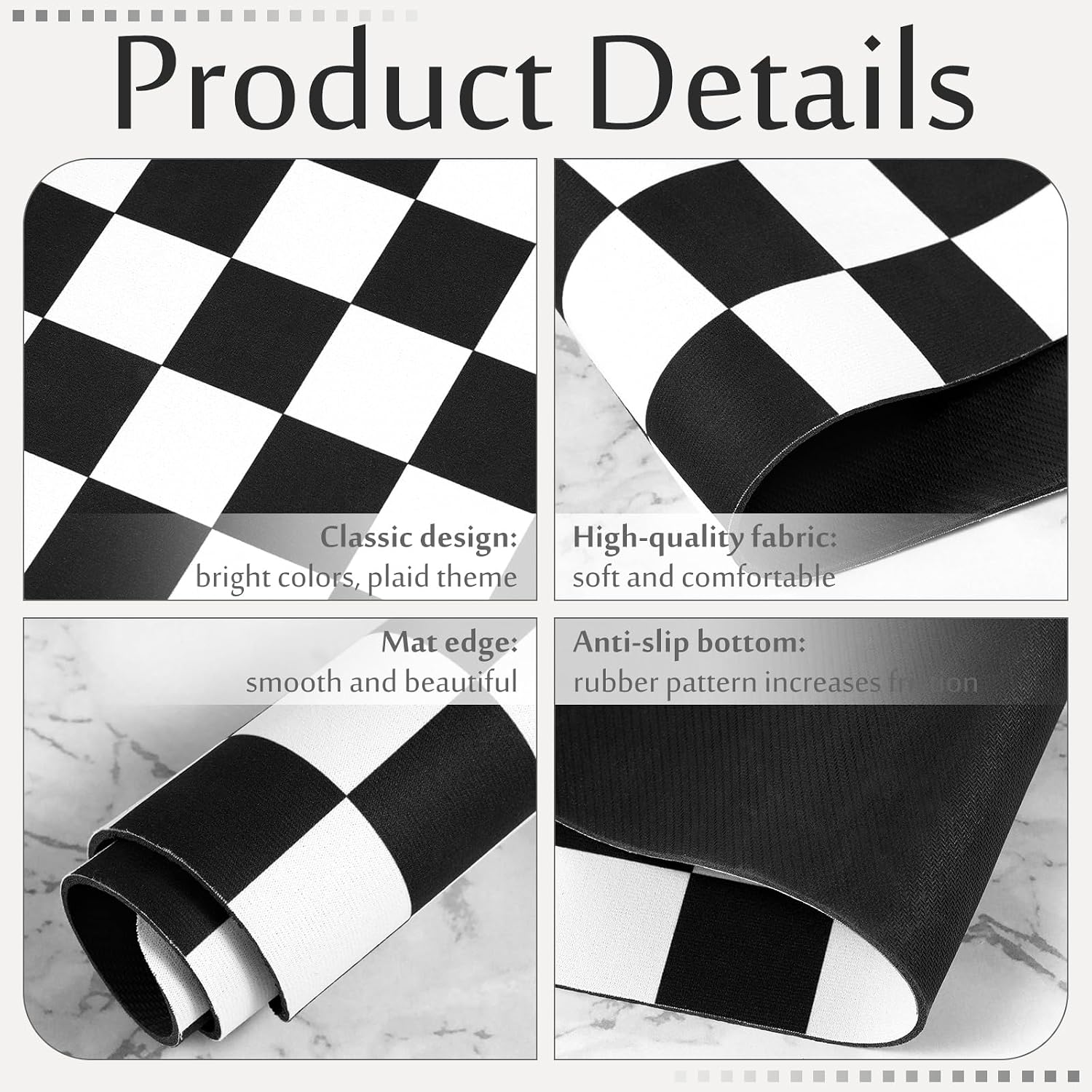 Tinideya Coffee Mat Checkered Dish Drying Mat for Kitchen Counter Coffee Bar Vintage Buffalo Dish Pad Absorbent Kitchen Drying Mat for Bar Station Accessories Easy Clean(Black,12 x 16 Inches)
