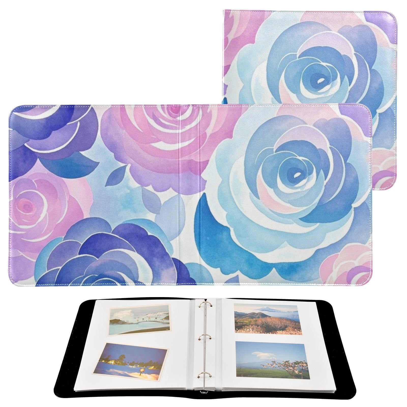 Photo Album 4x6, 5x7,6x8,Artificial Leather Photo Albums with 20 Detachable Sheets Rose Design for Family Wedding,Multi 13