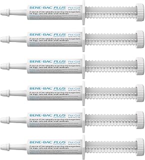 PetAg Bene-Bac Plus Pet Gel - 15 g Syringe, Pack of 6 - FOS & Probiotics for Dogs, Cats, Exotic & Wildlife Mammals