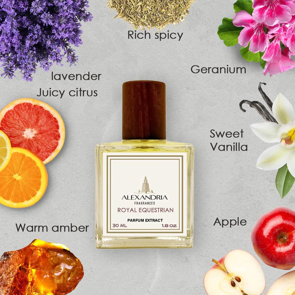 Alexandria Fragrances | Royal Equestrian | Eau de Parfum | 30ml | Dynamic Masculine Elegance | Vanilla, Apple, Cardamom, and Sandalwood Scent