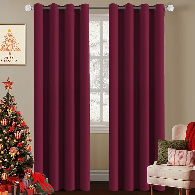 H VERSAILTEX Premium Blackout Curtains for Bedroom Thermal Insulated Room Darkening Curtains Bedroom Curtains for Christmas Home Decoration