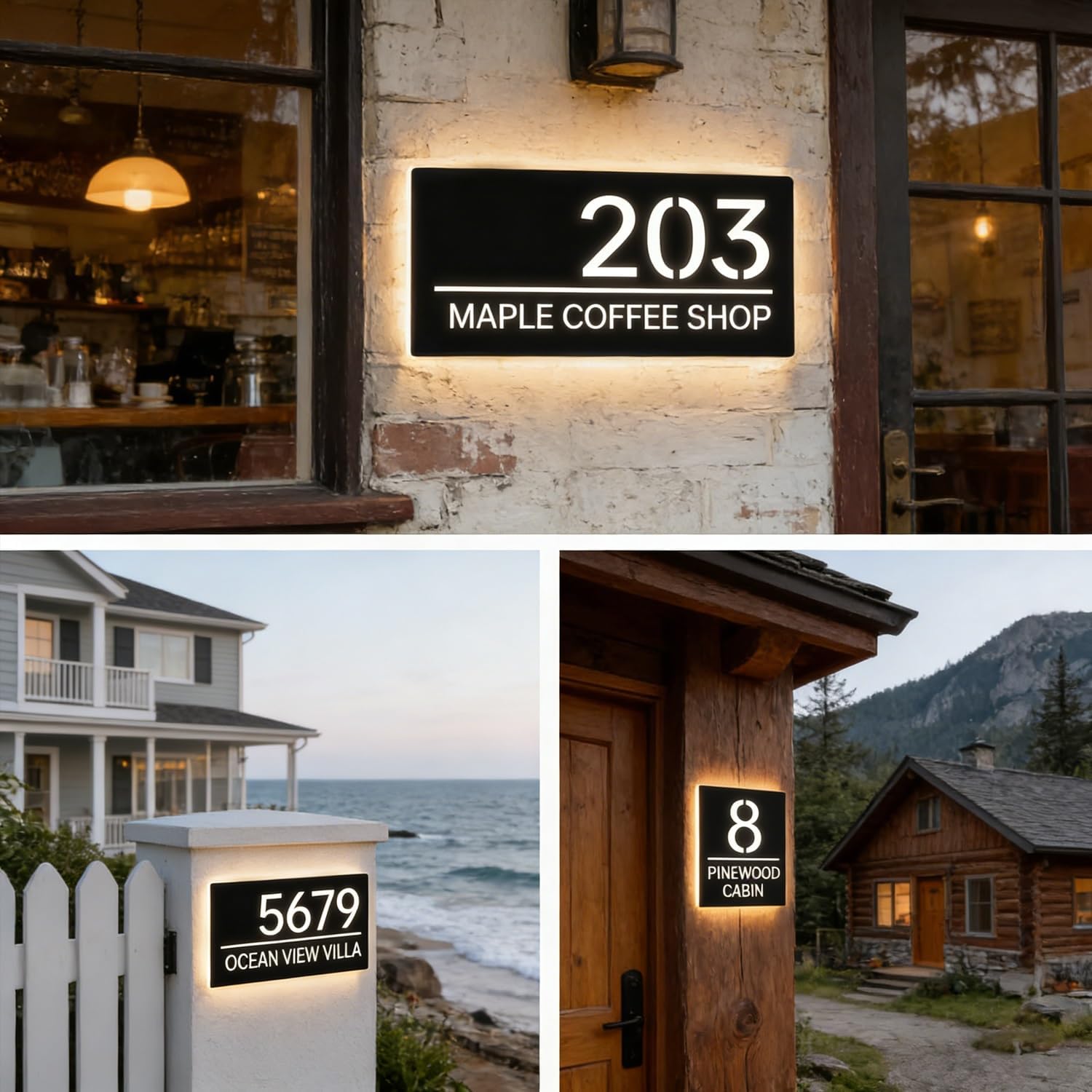 Personalized Modern Address Plaques With LED Light, Custom House Number Sign, Customizable Street Names And Numbers, Outdoor Waterproof Door Signs, Housewarming Gift(30x30cm)