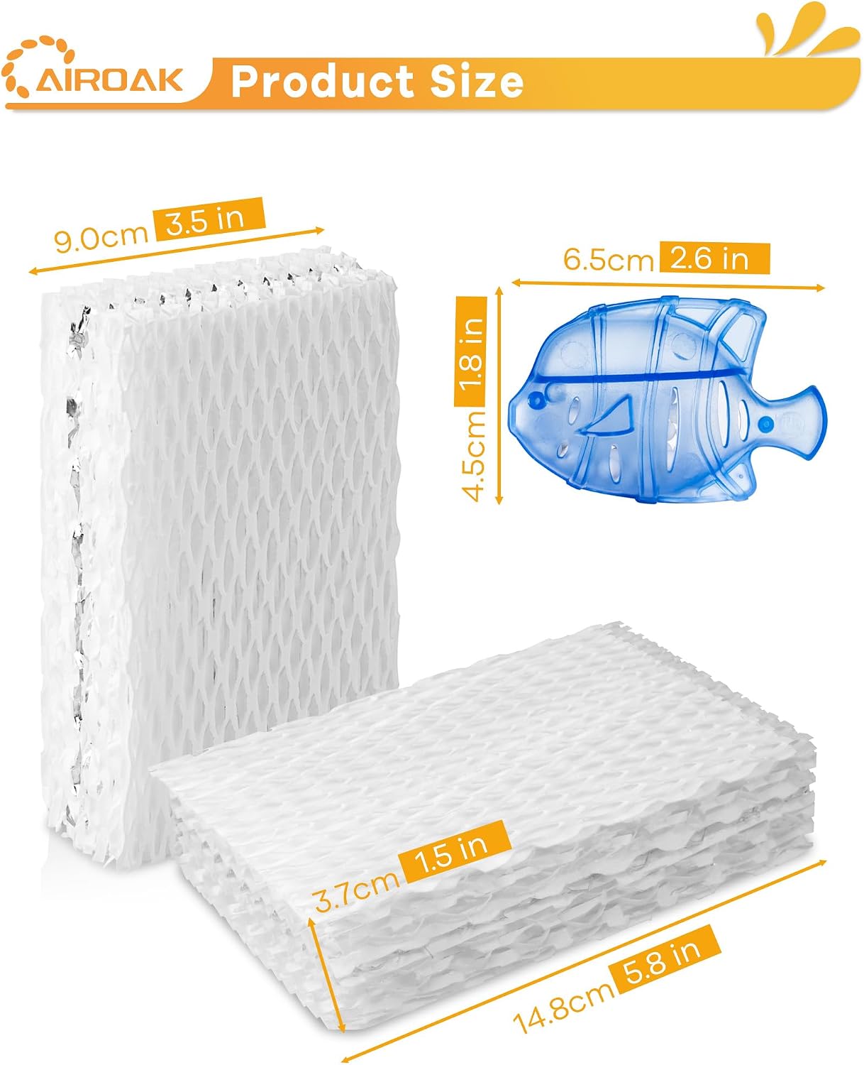 4 Pack WF813 Humidifier Filter Replacement for Equate EQWF813 | Replacement for Equate EQ-2119-UL EQWF813, for Relion RCM-832, for ProCare PCWF813, Include 3 Pack Humidifier Cleaning Fish