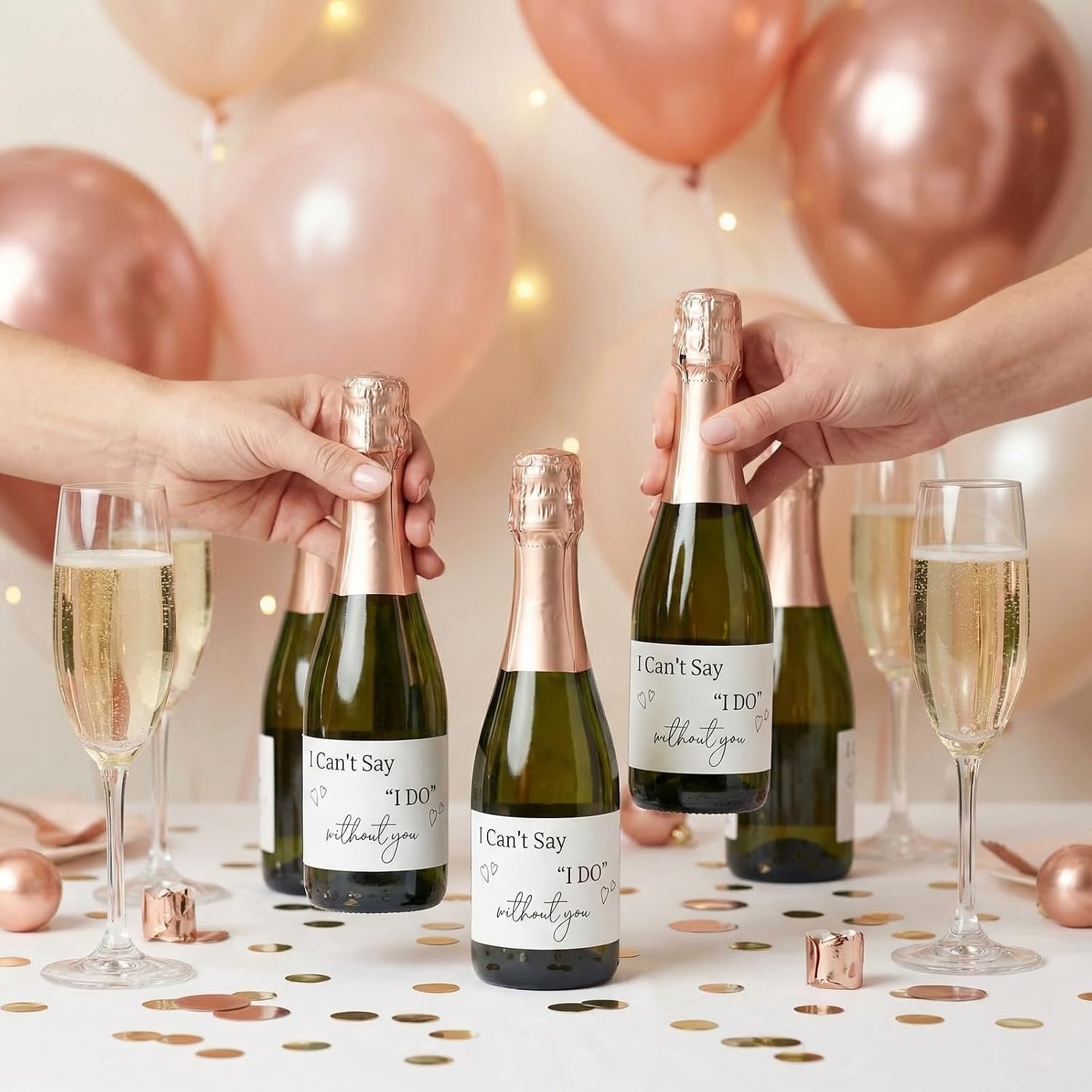 10 Bridesmaid Proposal Mini Champagne Labels, I Can't Say I Do Without You Stickers for Bridal Shower, Bachelorette Party Supplies, Bridesmaid Gift Box Decor (3.5x2 in)