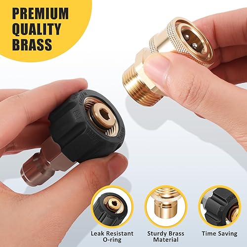 Miniatura 5 de Juego de adaptadores para lavadora a presión, kit de desconexión rápida, M22-0.551 in giratorio a conexión rápida de 3/8 pulgadas, accesorios de