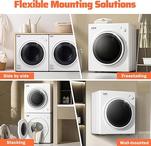 Miniatura 7 de CTT Secadora de ropa portátil de 3.5 pies cúbicos, secadora de ropa de 110 V con bañera de acero inoxidable, 4 modos de secado, secadores portátiles