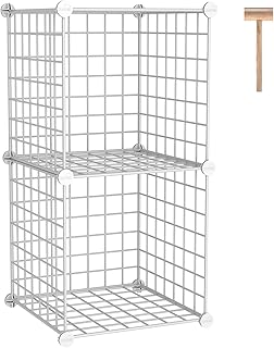 C&AHOME Wire Cube Storage, 2-Cube Storage Organizer Metal, C Grids Storage Bins Shelving, Modular Bookshelf Shelf, Closet Cabinet Ideal for Bedroom, Office 12.4”L x 12.4”W 24.8”H White UWCS3002W