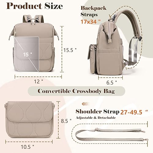 Miniatura 4 de miss fong Mochila para pañales Bolsa de pañales para bebé, mochila de viaje para pañales con cambiador de pañales, mochila de bebé de gran