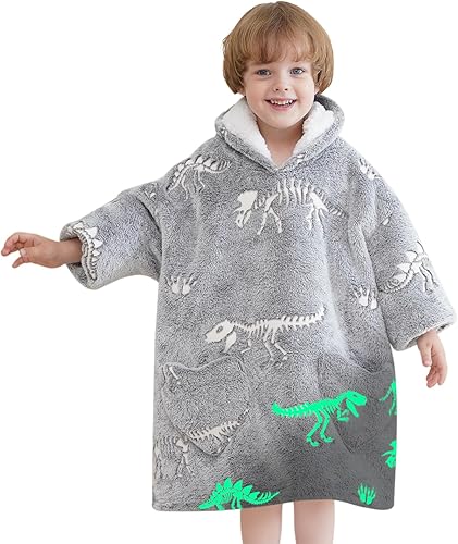 Miniatura 32 de Wearable Blanket Hoodie for Kids Oversized Sherpa Blanket Hoodie for Kids Boys Girls Teens 6-13YR,Navy Shark