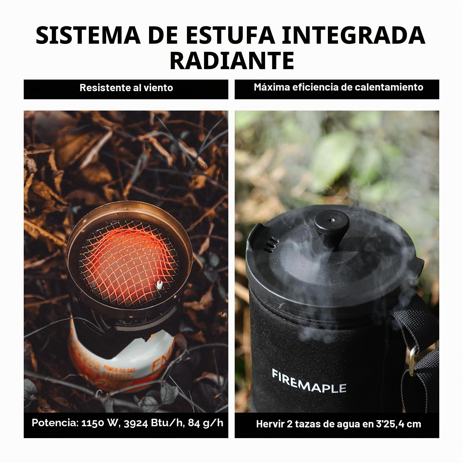 Fire-Maple Crater Radiant Hornillo de Camping con Presión Regulada y Quemador Infrarrojo – Hornillo de Gas Cortaviento, Sistema de Cocina Todo-en-Uno Compacto con Prensa Francesa